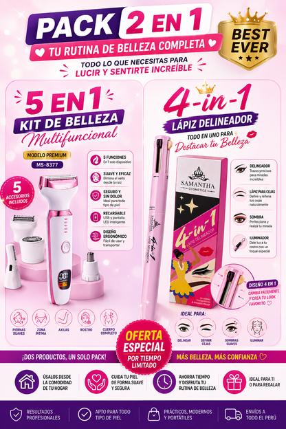 DEPILADOR 5 EN 1 PARA DAMA+ LÁPIZ DELINEADOR 4 EN 1  - envio gratis