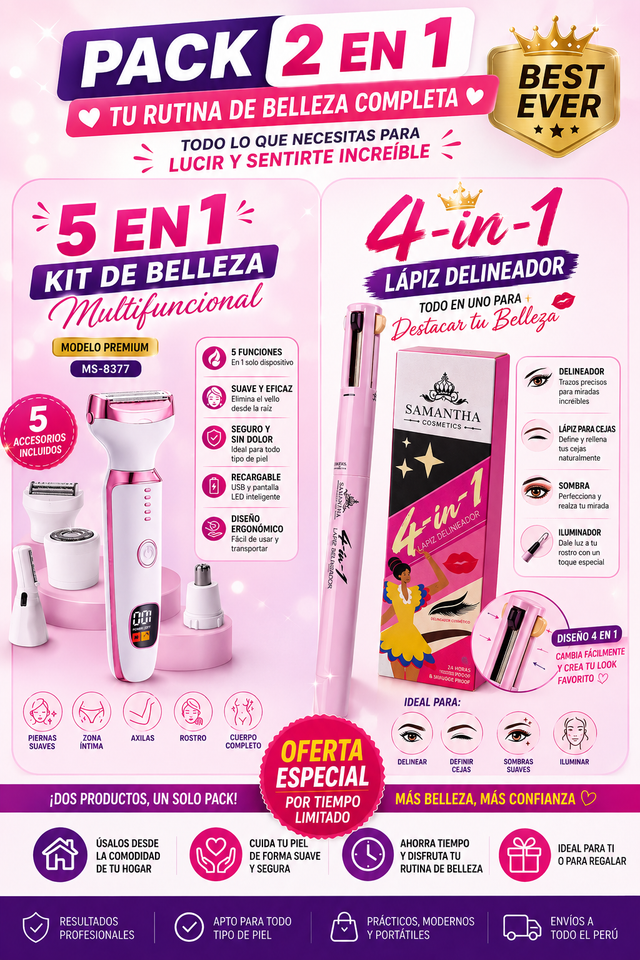 DEPILADOR 5 EN 1 PARA DAMA+ LÁPIZ DELINEADOR 4 EN 1  - envio gratis