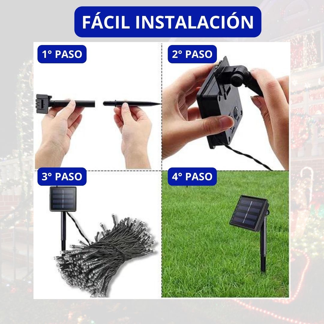 LUCES NAVIDEÑAS CON PANEL SOLAR DE 10  METROS | ENVIO GRATIS TODO PERU