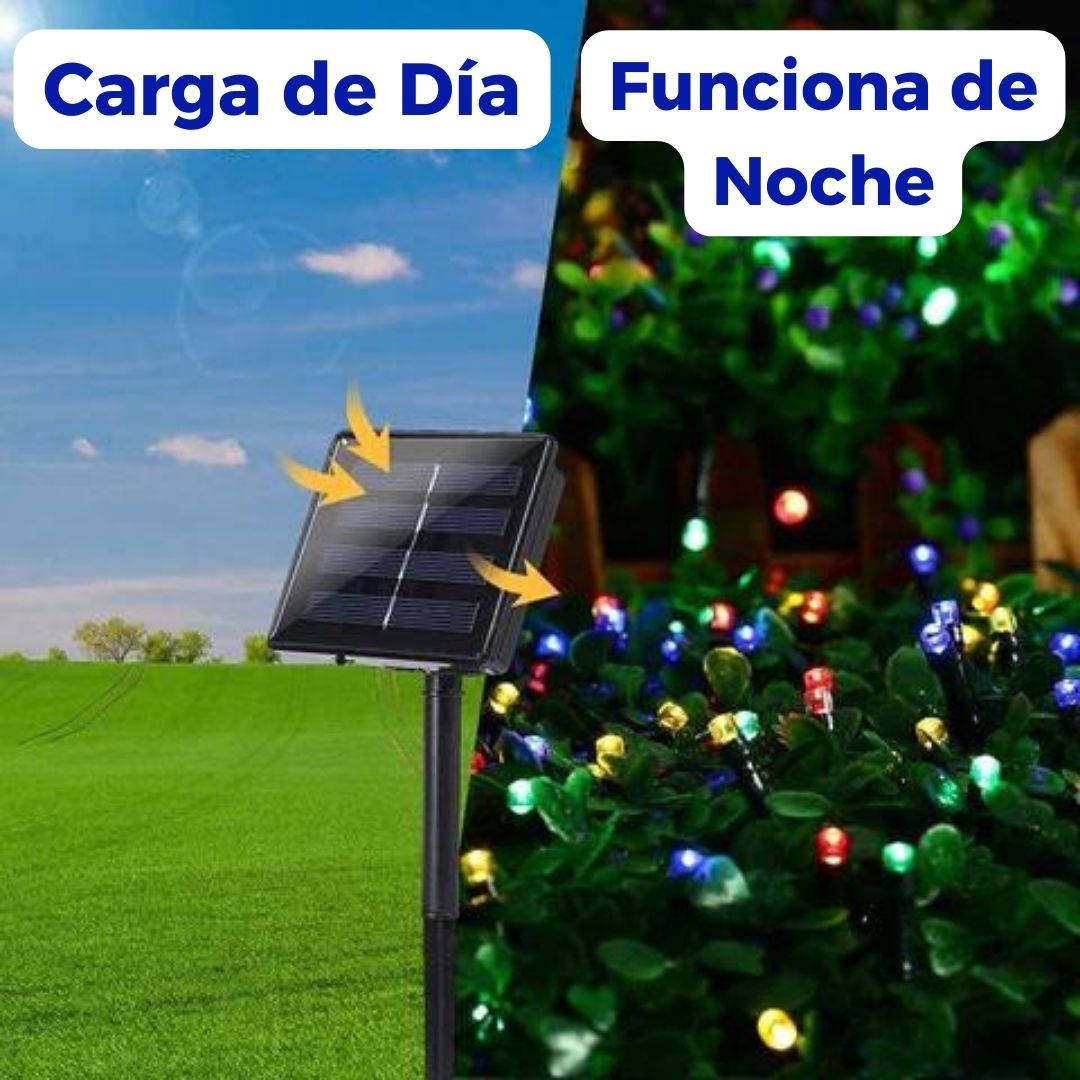 LUCES NAVIDEÑAS CON PANEL SOLAR DE 10  METROS | ENVIO GRATIS TODO PERU